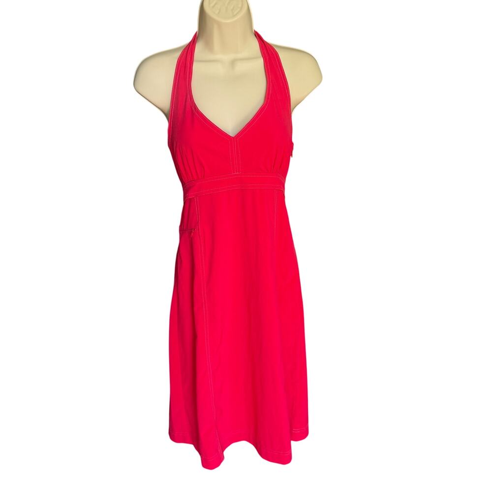 Athleta Women’s Pack Everywhere Halter Dress Red Coral Tennis Travel Size 4